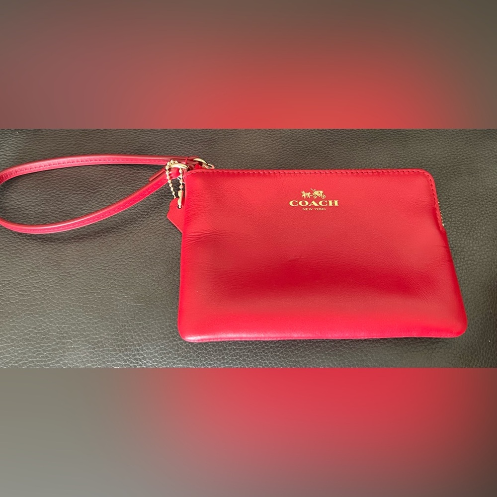 Coach Leather Wristlet in Red